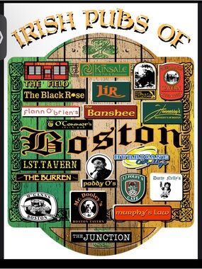 Boston Irish Pubs Short-Sleeve Tee - Hunter Green shirt  with this design on bac